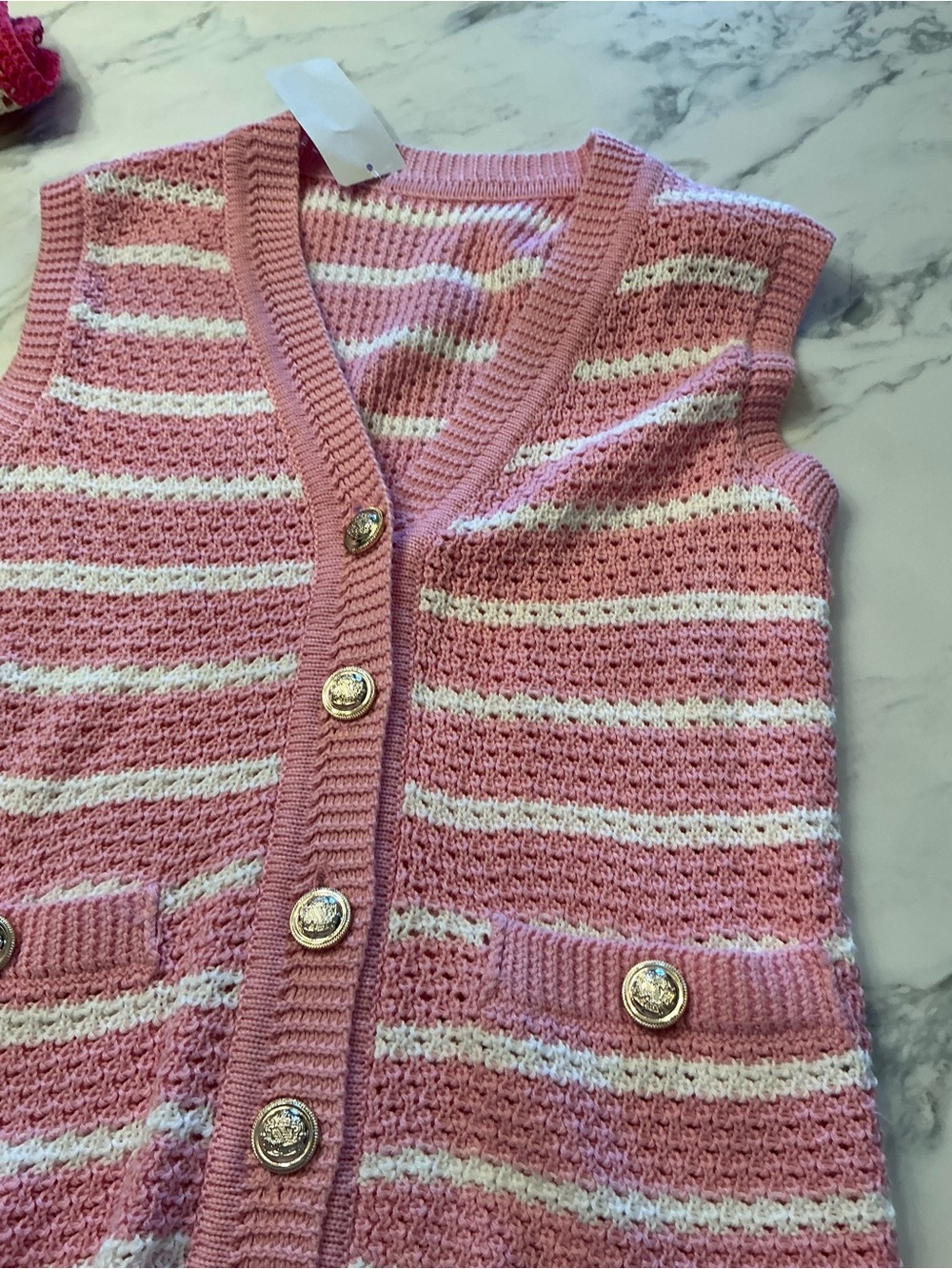 Pink & White Striped Knit Vest Dress for Kids